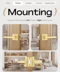 Gold Finished Heavy Duty Interior Door Handle Set With No Fuss Privacy Lever For Bedroom And Bathroom on wooden door