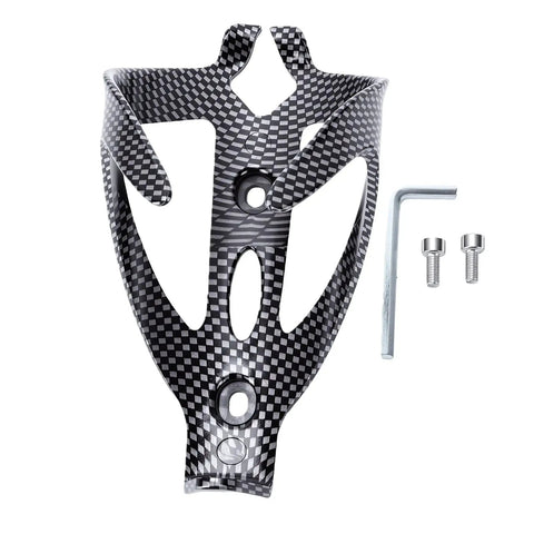 Fly Heavy Duty Bike Water Bottle Cage Built From Solid Abs Showing Off A Badass Carbon Fiber Aesthetic, includes mounting bolts.