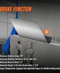 Brake function of Beast Of A Three In One Pan And Box Brake Slip Roll Shear And Bending Machine For Sheet Metal 20 Gauge Mild Steel.