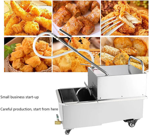 Heavy Duty 550W Commercial Mobile Fryer Filter Machine With 65L Stainless Steel Oil Filtration System for efficient oil separation.