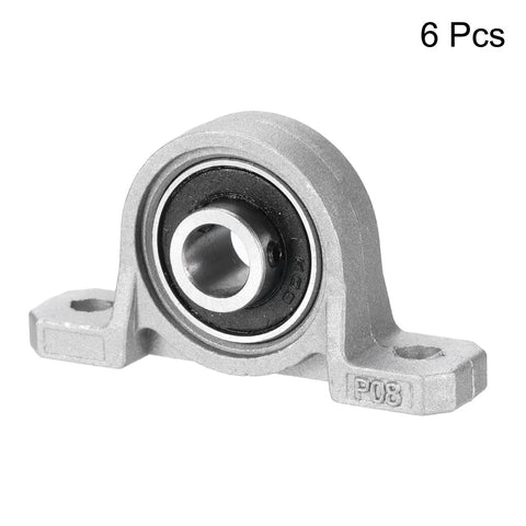 KP08 pillow block bearing with 8mm bore, zinc alloy housing, self-aligning inner bearing; 6 pcs.