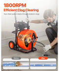 Heavy Duty Automatic Feed Drain Auger Sewer Snake Cleaning Machine with 100 feet steel cord for clearing stubborn clogs.