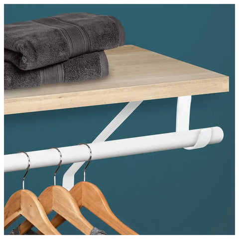 Heavy Duty Adjustable Shelf Rod Support Bracket With Mounting Screws, White Finish, Twelve And A Quarter Inch Projection, Durable Closet And Garage Shelf Bracket For Strong Support