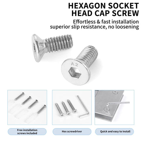 Hexagon socket head cap screw with installation tools for Beefy Heavy Duty Stainless Steel 180 Degree Frameless Shower Door Hinge