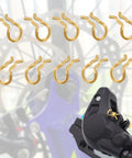 High-Octane 10 Pack Stainless Steel Bike Brake Caliper Repair Kit Featuring Premium Retaining Spring Clips And Cotter Pins For Rock Solid Durability And Smooth Ride Maintenance That Gets The Job Done Right. Gold brake caliper spring clips and cotter pin on bike disc brake