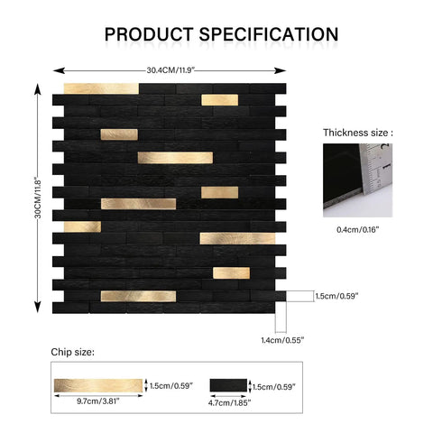 Product specification of Peel And Stick Backsplash Wood And Metal Mosaic Tiles For Kitchen Self Adhesive No Grout No Mess DIY Friendly Budget