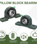 Self Aligning Pillow Block Bearing With One And One Eighth Inch Bore, Solid Cast Iron Base, Chrome Steel Flange Mounted, ABEC 3 Precision