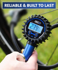 Digital Bike Tire Inflator With Pressure Gauge For Presta And Schrader Valves showing 23.9 PSI reading.