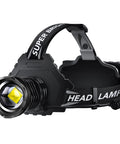 Rechargeable LED Headlamp With Zoomable Beam, 99000 Lumens, 12 Modes, 125-Degree Adjustable, Waterproof