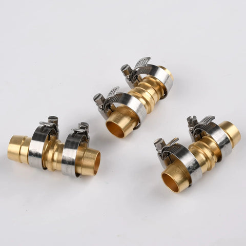 NEBBLE brass hose joiner repair kit, 3-pack, 5/8 in hose menders with stainless clamps for garden hose repair