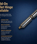 Heavy Duty Weld On Bullet Hinge In Tough As Nails Steel Build With Quick Grease Zerk Fittings For Serious Gate Hardware That Crushes Weight Load And Stays Rock Solid At Six Inches, featuring brass bushing.