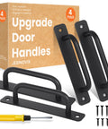 Black Barn Door Handles Kit 7.1 Inch Gate Handle For Outdoor Fence And Sliding Doors Heavy Duty Aluminium Alloy Pulls 4 Pack