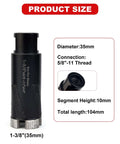 Casaverde diamond core drill bit, 1-3/8 in (35 mm) diameter, 5/8-11 thread, black for stone/concrete