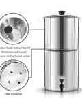 Two Point Nine Gallon Countertop Water Filtration System Black Purification Unit For Home Kitchens, stainless steel body