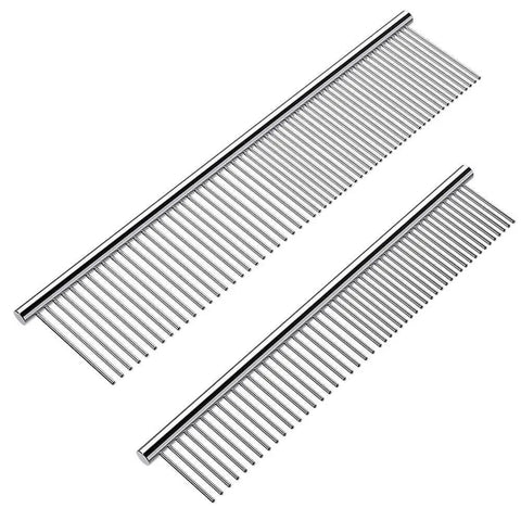2 Pack Dematting Comb For Dogs And Cats With Stainless Steel Teeth Removes Tangles And Mats, Pro Grooming Tool For Pets