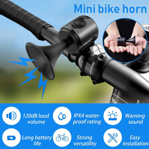 Loud As Heck 120dB Electric Bike Horn For Mountain Road Bikes And Scooters IPX4 Waterproof Bicycle Bell With 300mAh Battery Safe Audible Alert For Adults And Kids Traffic Safety Gear