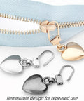 5 Pack Multicolor Heart Shaped Zipper Pull Replacements, Metal Zipper Tabs For Coats, Jackets, Pants, Luggage And Backpacks, with heart design