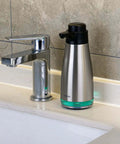 Stainless Steel Liquid Soap Dispenser 15 Fl Oz For Dish And Hand Soap No Fuss Pump Top Lifts Off For Easy Refill Max Fill Line on sink