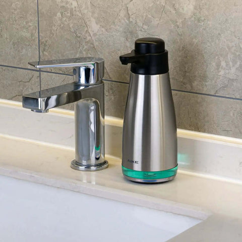 Stainless Steel Liquid Soap Dispenser 15 Fl Oz For Dish And Hand Soap No Fuss Pump Top Lifts Off For Easy Refill Max Fill Line on sink