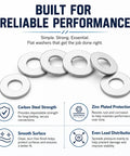 400 Piece Steel Fender Flat Washers for Three Eighths Inch Hardware zinc plated carbon steel with smooth faces and secure seals