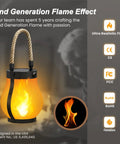 Gen2 Solar Lanterns Outdoor With Ultra Real Flame design feature with rope handle showcasing lifelike flame effect.