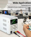 Variable DC Power Supply 60V 5A Bench Lab Power Supply With 3 Digit LED Display on electronic workbench