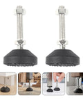 Adjustable Leveling Feet With Weight Distribution For Racks And Desks M10x50mm Thread 6 Pack Rubber Swivel Base Sealed Dust Protection Built Tough Anti Vibration Non Slip Levelers showing two black rubber bases with silver M10x50mm threaded stems for support with weight distribution and sealed dust protection feature in 6 pack format