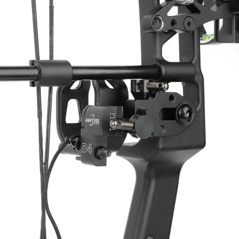 Close-up of Drop Away Arrow Rest For Right Hand Compound Bow With Cable Activated Full Containment No Spanner Required, black finish.