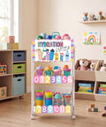 Hydration Station Cart For Classrooms And Offices, 3-Tier Plastic Rolling Water Bottle Grab-And-Go Organizer Trolley