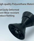 Straight Up Heavy Duty 4 Inch Black Boat Trailer Roller Assembly With Spoke Fits One Half Inch Shaft Tpu Polyurethane Bow Wheel front view.