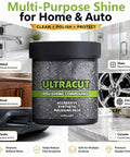 Heavy Multi Surface Scratch Remover With Applicator Pad For Wood Leather Metal Stone High Gloss Polish in a home setting.
