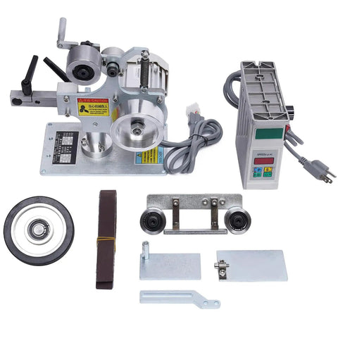 Rock Solid Desktop Belt Sander, 1x30 Inch Bench Polisher, 550W Motor For Smooth Metal Wood Finishing parts layout with motor and belt.