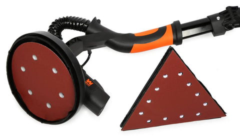 Beefy Heavy Duty 5 Amp 2 In 1 Variable Speed Drywall Sander With Dual Heads 600 To 1500 RPM, triangular and circular heads
