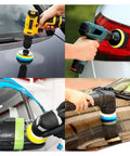 Go To Car Detailing Kit With Foam Polishing Pads And Wool Buffing Pads in use on car surfaces with drills and buffers