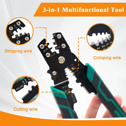 Close-up of crimp pliers from 316 Piece Waterproof Automotive Electrical Connector Kit With 23 Sets Sealed Wire Connectors