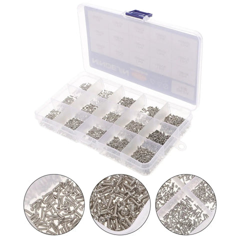 Heavy Duty Self Tapping Screws Kit For Metal And Wood Carbon Steel Construction Built To Last For Home And Office Projects Includes Silver Sheet Metal Screws And Durable Fasteners For Quick Easy Install, clear organizer box