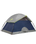 Sundome Camping Tent With Rainfly For Two To Six People, Easy Ten Minute Setup, Weatherproof Shelter, blue and gray tent view.