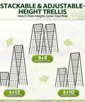 Stackable combinations of Heavy Duty 2 Pack Adjustable A Frame Trellis For Climbing Plants Outdoor Tough As Nails Rust Proof Metal