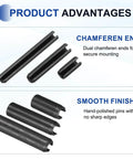Slotted Split Roll Pins Pack Of 120, 3 Mm Diameter By 35 Mm Length, 65Mn Steel Heavy Duty Expansion Dowels For Quick, Secure Fastening In Machinery, Auto, Marine And Home Projects, Black Finish, showing dual chamfered ends and smooth surface.