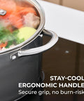 12 Quart Stock Pot With Lid Stainless Steel Large Pot For Cooking A Real Kitchen Workhorse For Boiling Stock, soups, and chili