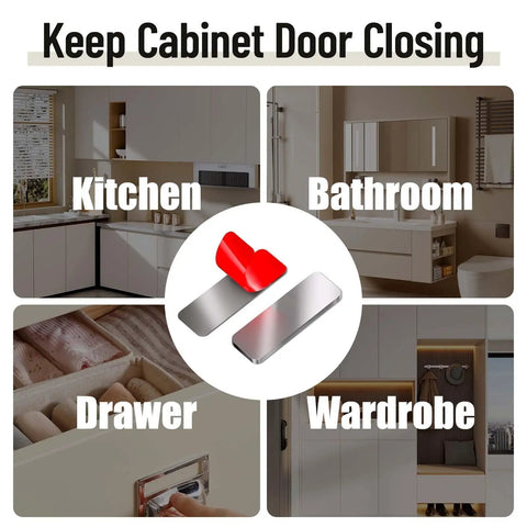 Eight Pack Ultra Thin Magnetic Cabinet Door Catches With Strong Hold, Adhesive Mount, Stainless Steel for Cabinets and Cupboards