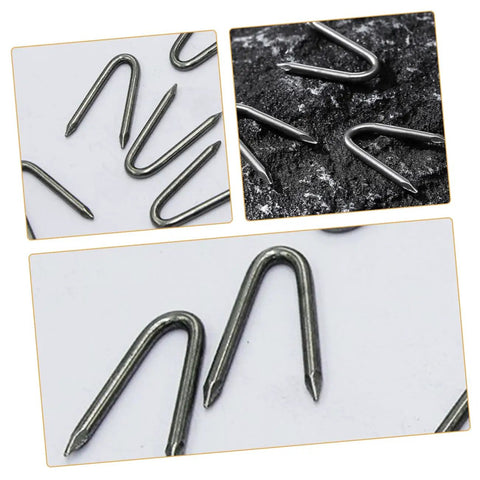 U Shaped Garden Stakes And Fixing Nails Set For Fences And Ground Anchors Pro Grade 100 Piece U Nails For Easy Garden Projects