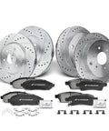 Front And Rear Drilled And Slotted Disc Brake Rotors And Ceramic Pads Kit For Nissan Frontier 2005-2019 Xterra 12 Piece Set