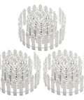 Three Piece 35 Inch White Mini Christmas Garden Fence For Fairy Gardens And Dollhouses Wood Picket Ornament Fence For Landscaping