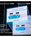 Control panel of 6.5L Heated Ultrasonic Cleaner With Digital Timer And Heater Deep Cleaning For Carburetors, Engine Parts, Jewelry, Tools, Eyeglasses, Industrial grade Stainless Steel Bath Ultra Sonics Machine.