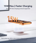 15W max charge displayed on white magnetic wireless charger with phone, Magnetic Wireless Charger 2 Pack With 15W Fast Charging 4.2 Ft Type C Cable Works With iPhone 12 13 14 15 16 17 Series And AirPods 2 3 Pro Strong Magnetic Alignment No Slip Case Friendly Charging On The Go
