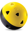 Dope Limited-Flight Practice Impact Golf Balls 12-Pack Yellow For Small Spaces Regulation Size Dent-Resistant Training Balls With 45 Yard Flight Indoor Outdoor Golf Practice, single yellow and black ball with holes