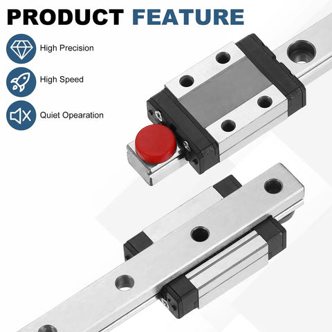 MGN12 Linear Sliding Rail Guide 450mm With MGN12C Carriage Block and mini guide showcasing product features