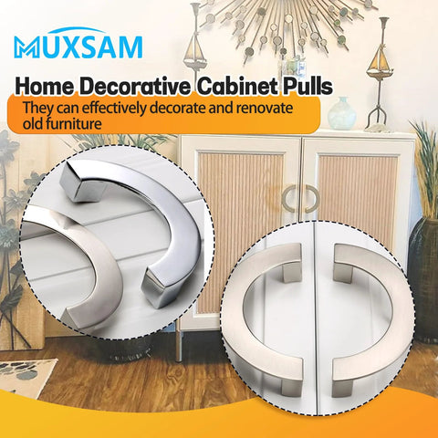3.75 Inch C-C Furniture Pull Handles Semi Circular Half Circle Cabinet Wardrobe Door Drawer Pulls With Mounting Screws Two Pack