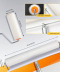 Self Leveling Concrete Tool Kit With Floor Roller And 68 Inch Extension Pole, close-up of durable PE rollers, dimensions shown.